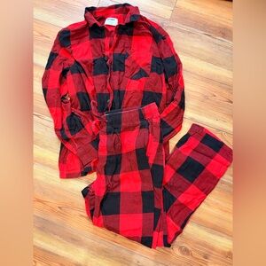 Old Navy Large Red and Black Plaid Pajama Set